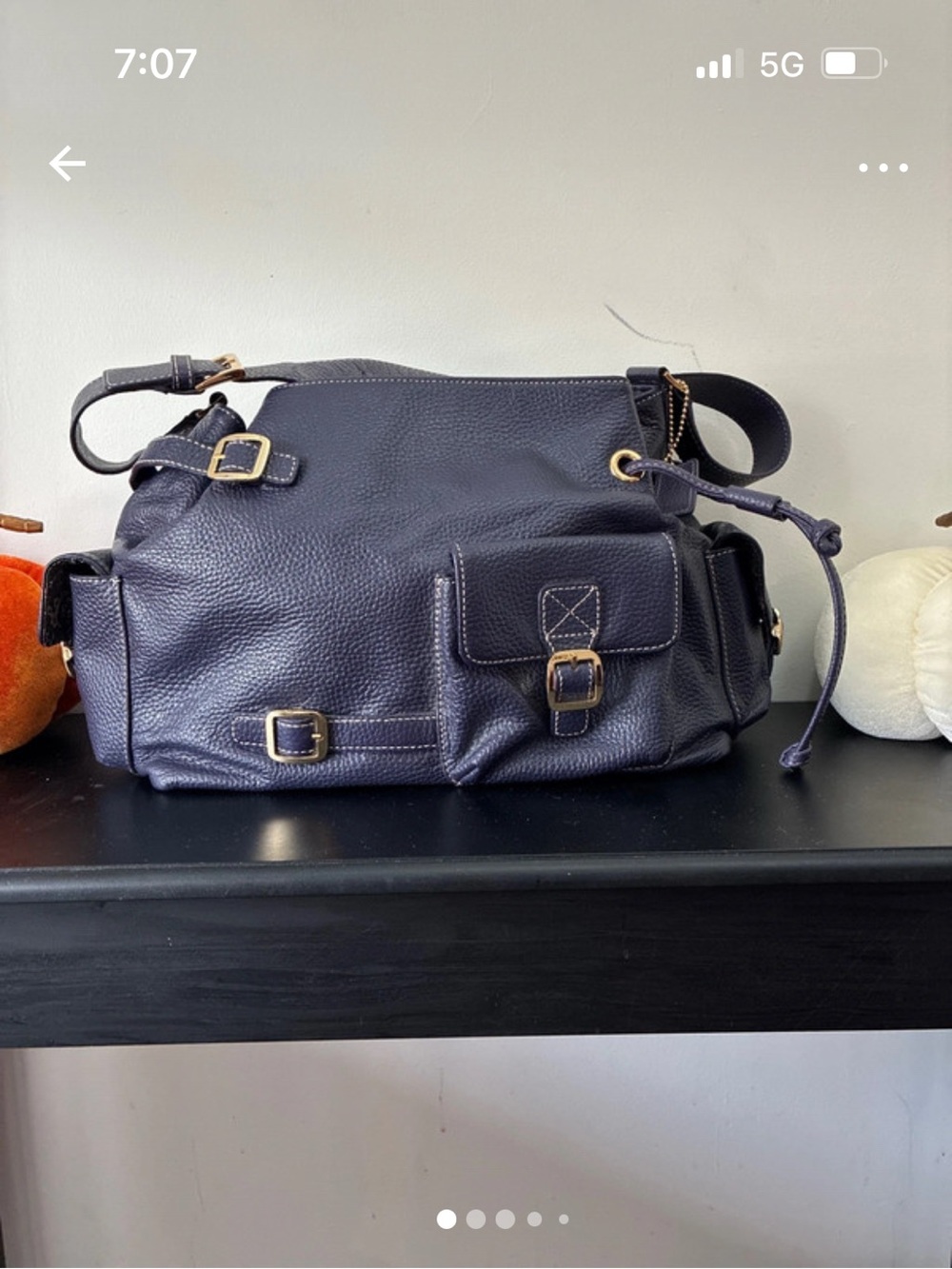 Maxx New York .Women's Pebbled Leather Shoulder Bag in Deep Navy